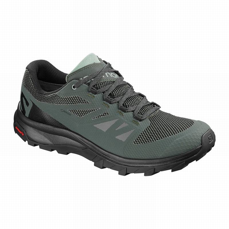 Chaussures De Randonnée Salomon Homme Noir / Vert - Salomon OUTLINE GORE-TEX - France (0642-MYOKE)